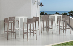 Set 4 Sedie Alte Sgabello Elite da Giardino Cucina Bar Ristorante Poltrona Sedia in Polipropilene Va - 2