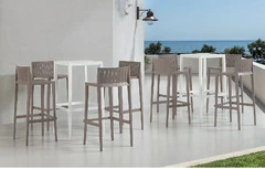 Set 4 Sedie Alte Sgabello Elite da Giardino Cucina Bar Ristorante Poltrona Sedia in Polipropilene Va - 2