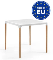 Tavolo Ibiza con Gambe in Legno Design da Giardino Cucina Bar Ristorante con Top in Polipropilene Va