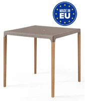 Tavolo Algarve con Gambe in Legno Design da Giardino Cucina Bar Ristorante con Top in Polipropilene