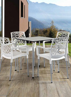 Tavolo Mare con Gambe in Alluminio Design da Giardino Cucina Bar Ristorante con Top in Resina Fenoli - 2
