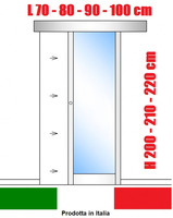 Porta Interna Scorrevole Esterno Muro in Alluminio e Vetro Trasparente - Varie Misure - ITALFROM®