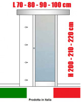 Porta Interna Scorrevole Esterno Muro in Alluminio e Vetro Satinato - Varie Misure - ITALFROM®