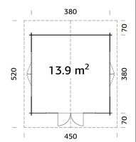Casetta da Giardino in Legno d' Abete Nordico(34mm) - 380X380cm - 2