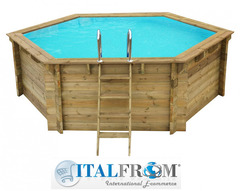 Piscina Esagonale Fuori Terra in Legno di Pino Impregnato Diametro 360 - Italfrom