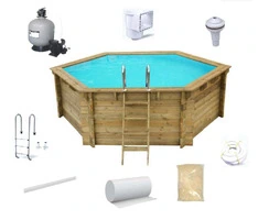 Piscina Esagonale Fuori Terra in Legno di Pino Impregnato Diametro 360 - Italfrom - 3