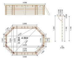 Piscina Ottagonale Fuori Terra in Legno di Pino Impregnato Classe IV 486x336 - Italfrom - 2