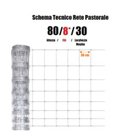 100mt-Rotolo Rete Metallica Pastorale Zincata -Tipo Pesante - a Maglia Annodata - H 80 cm - 4