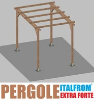 Pergola da Giardino in Legno di Pino Impregnato extra forte - mt 3 X 2 x 2,5h - con Supporti a Tasse