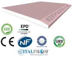 5 Pannelli in Cartongesso Gypsotech Focus DFI - 1,20 m x 1,00 m - Spessore 12,5 mm - Ignifugo - 5