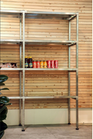 MODULO INIZIALE - Scaffalatura in acciaio INOX , H 200 cm , L 120 cm , PROF. 50 cm , con 4 ripiani - 2