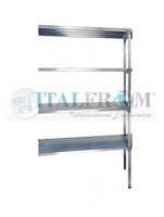 z MODULO CONTINUATIVO - Scaffalatura in acciaio INOX , H 200 cm , L 100 cm , PROF. 50 cm , con 4 rip