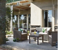 SALOTTO DA GIARDINO IN POLIURETANO SET AMABALA LOUNGE 2 POLTRONE DIVANO E TAVOLINO