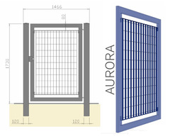 CANCELLO PEDONALE BATTENTE 'AURORA' ZINCATO A CALDO - MISURA : cm 146,6 X 173 h - 3