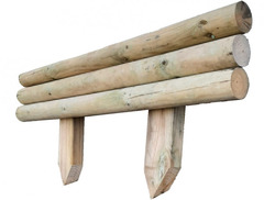 Bordura Steccato Rigida Orizzontale per Aiuole Giardino in Legno di Pino- cm ø 6 x L95 XH18/35 - 2