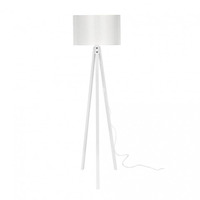 Lampada da terra Rodi treppiede legno e paralume tessuto bianco