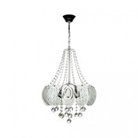 Lampada da soffitto Yon argento vetro decorato e pietre effetto cristallo