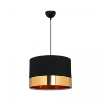 Lampada a sospensione Alfina tessuto nero fascia oro