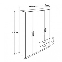 Armadio TPGR422023 bianco 4 ante e 2 cassetti 120x170x40