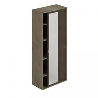 Armadio 212 due ante scorrevoli con specchio argilla fango con ripiani