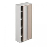 Armadio 212 due ante scorrevoli 1 anta bianco olmo e 1 anta specchio con ripiani