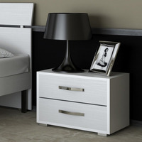 Comodino 2 cassetti 52x36x43H bianco frassinato