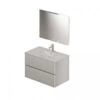 Mobile bagno con Lavabo e specchio da 80 Colore bianco frassinato