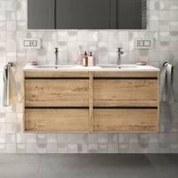 Mobile bagno Sospeso Colore rovere ostippo doppio lavabo 4 cassetti 120x45x54h