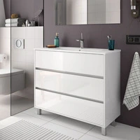 Mobile bagnocon lavabo bianco laccato lucido 3 cassetti 100x45x86h