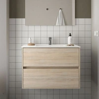 Mobile bagno sospeso rovere caledonia con lavabo 2 cassetti 80x45x56h