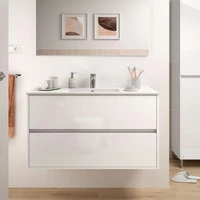 Mobile bagno sospeso  bianco laccato lucido con lavabo 2 cassetti 100x45x56h