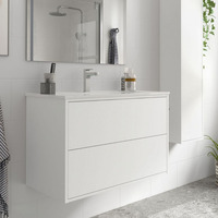 Mobile bagno sospeso bianco opaco con lavabo 2 cassetti 80x45x54h
