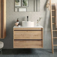 Mobile bagno sospeso rovere ostippo lavabo appoggio 2 cassetti 80x45x54h