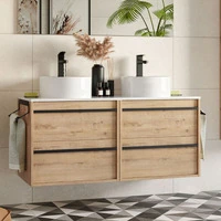 Mobile bagno sospeso rovere ostippo doppio lavabo 4 cassetti 120x45x54h