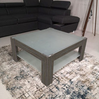 Tavolino da salotto dark coffee con doppio ripiano in vetro Homy