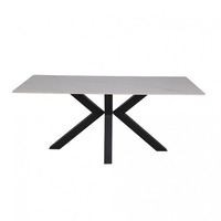 Tavolo Solid 180x90 piano ceramica effetto marmo bianco lucido e gambe nere