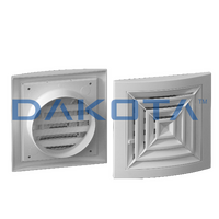 Griglia Appoggio con Serranda in ABS con imbocco Ã¸ 150 - 1 pz. Misure   Ã¸ 150 - 190 x 190mm