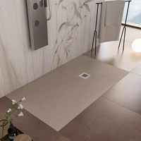 Piatto doccia tortora in marmoresina con griglia inox e Piletta Gratis - SERIE ATHENA Dimensioni 80x