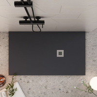 Piatto doccia nero in marmoresina con griglia inox e Piletta Gratis - SERIE ATHENA Dimensioni 70x120