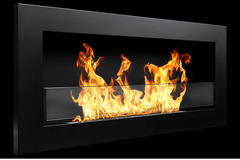 Camino a bioetanolo da parete o incasso Livorno Nero L 90 x P 12 x H 40 con vetro