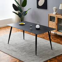 Tavolo Mila 140x80 top ceramica effetto marmo nero opaco