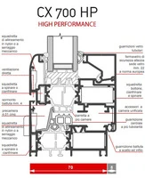 Porta Finestra Alluminio Taglio Termico  - 2 Ante H2200xL1300 mm - Profilo ITALFROM® - 2