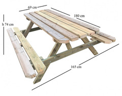 Tavolo Pic-Nic con Panche Italfrom in Legno di Pino impregnato 180X165X74H cm - 2