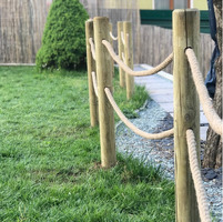 Pali in Legno di Pino con Punta Impregnati con due Fori ø 2 per Recinzioni Corda - Diametro: 8cm - H - 2