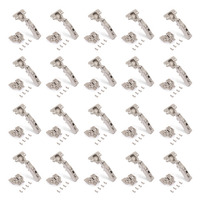 Emuca Lotto di 20 cerniere collo dritto X91 con chiusura soft a vite, altezza 0, Acciaio, Nichelato