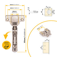 Emuca Lotto di 20 cerniere collo dritto X91 con chiusura soft a vite, altezza 0, Acciaio, Nichelato - 4