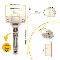 Emuca Lotto di 20 cerniere collo dritto X91 con chiusura soft a vite, altezza 0, Acciaio, Nichelato - 4