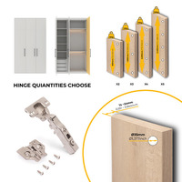 Emuca Lotto di 20 cerniere collo dritto X91 con chiusura soft a vite, altezza 0, Acciaio, Nichelato - 7