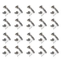 Emuca Lotto di 20 cerniere collo dritto X91 con chiusura soft e Basetta a vite, altezza 0, Acciaio, 