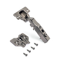 Emuca Lotto di 20 cerniere collo dritto X91 con chiusura soft e Basetta a vite, altezza 0, Acciaio,  - 3